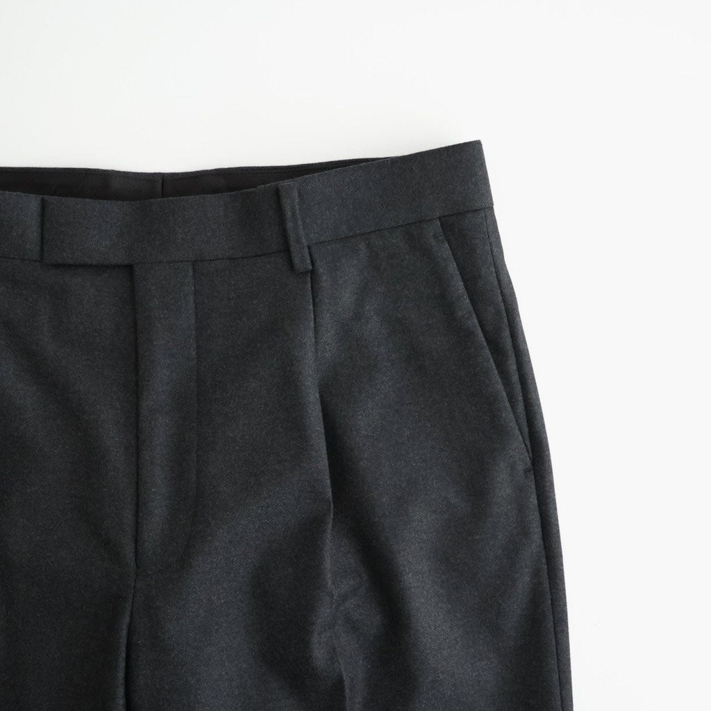 WOOL FULLING FLANNEL ONE-TUCK SLACKS #TOP CHARCOAL [A26AP03CF]