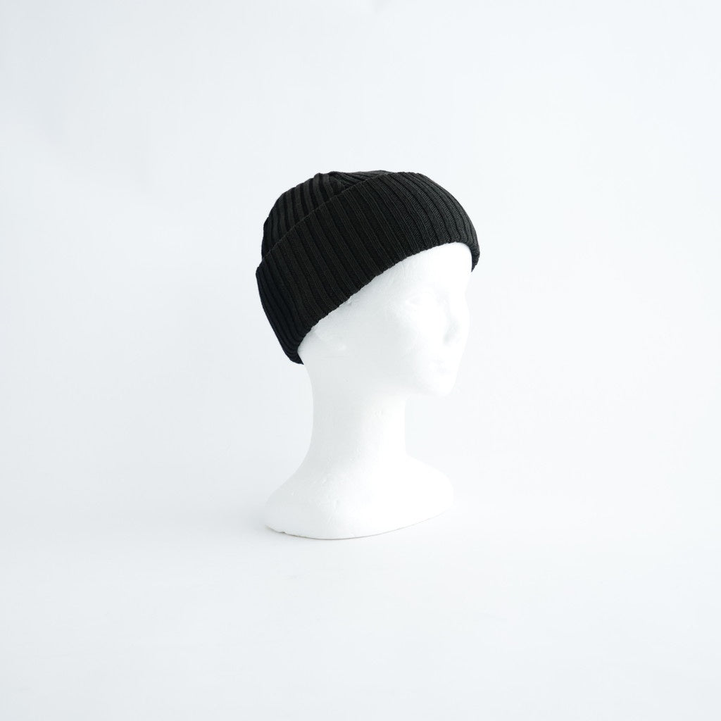 BATONER ウール梳毛リブ ブリーチ加工 ニットキャップ #BLACK [HR-N005-051]