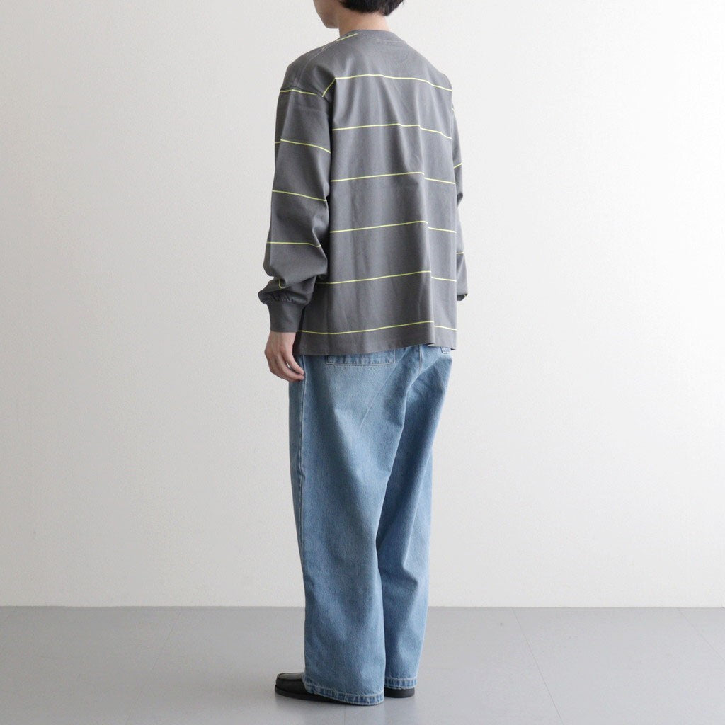PIN BORDER L/S TEE #GRAY×YELLOW [FSC261-70261]