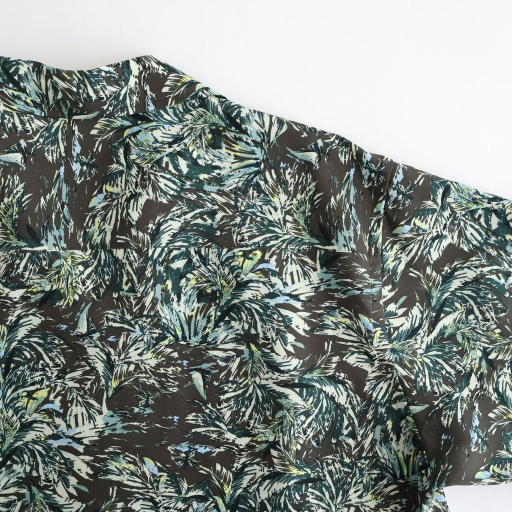 PRINTED AIRY SILK HALF-SLEEVED SHIRT #DARK BROWN [A26SS01AP]