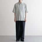 COTTON SILK VIERA LOOSE FIT HALF SLEEVE SHIRT #GREEN [BLAGLM0206]