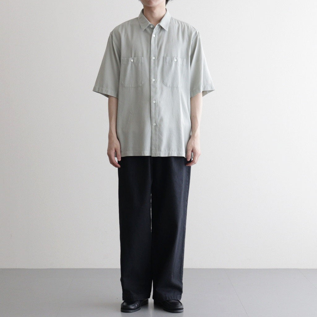 COTTON SILK VIERA LOOSE FIT HALF SLEEVE SHIRT #GREEN [BLAGLM0206]
