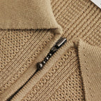 Rib Pattern Half Zip Polo #Beige [2501-012]