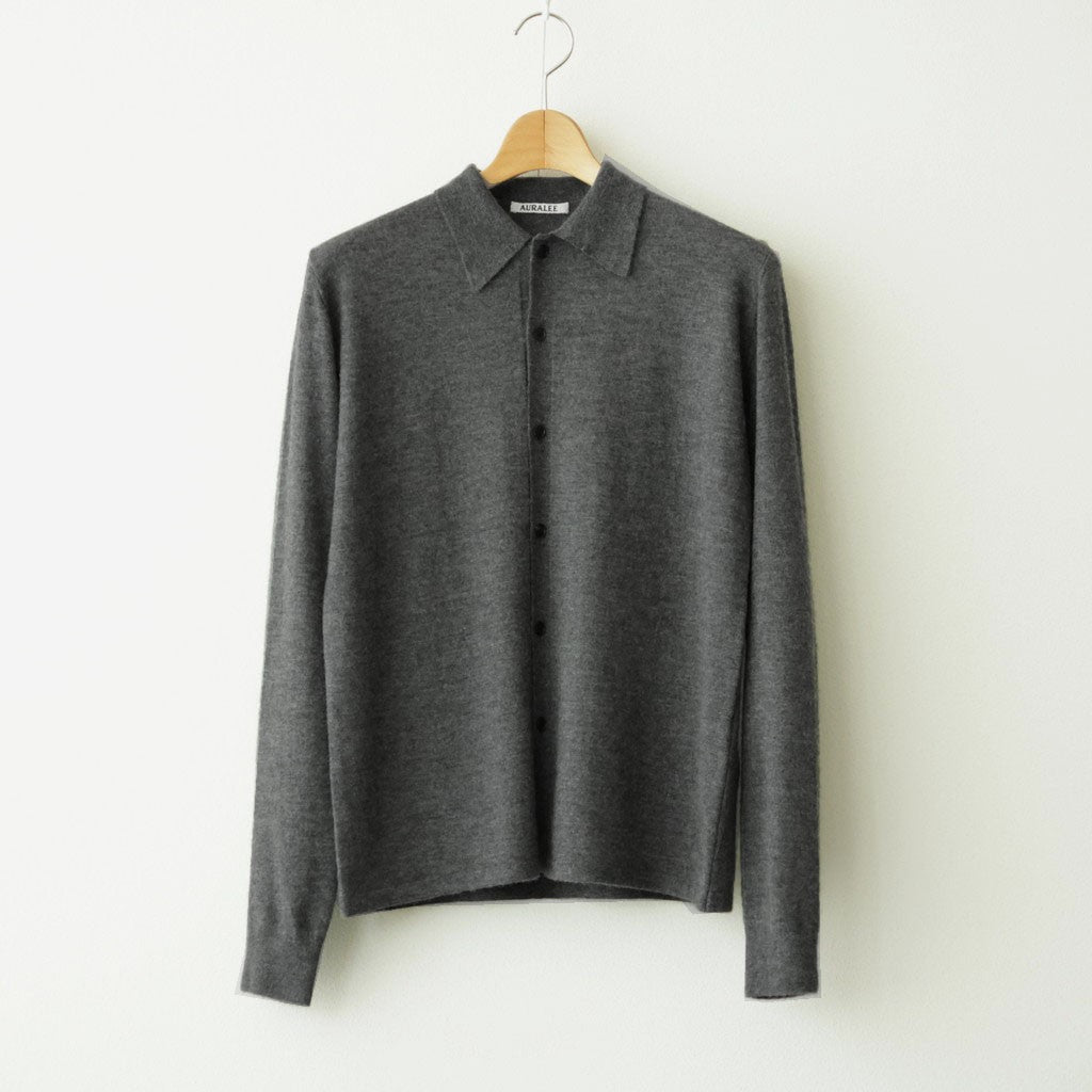 HIGH GAUGE SOFT CASHMERE KNIT SHIRT CARDIGAN #CHARCOAL [A26AC03SM]