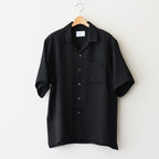 VIS/LI TWILL OVERSIZED OPEN COLLAR SS SHIRT #BLACK [ST.1154]