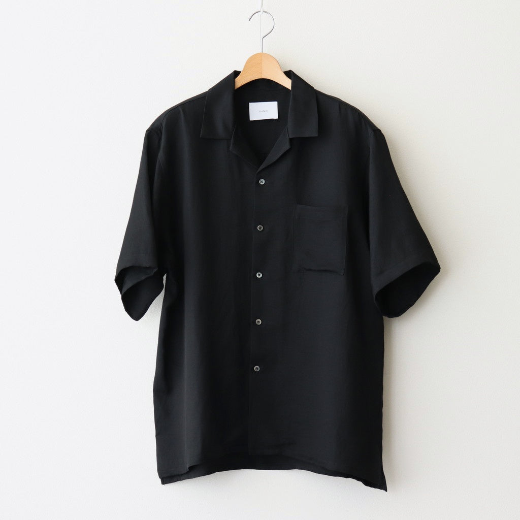 VIS/LI TWILL OVERSIZED OPEN COLLAR SS SHIRT #BLACK [ST.1154]