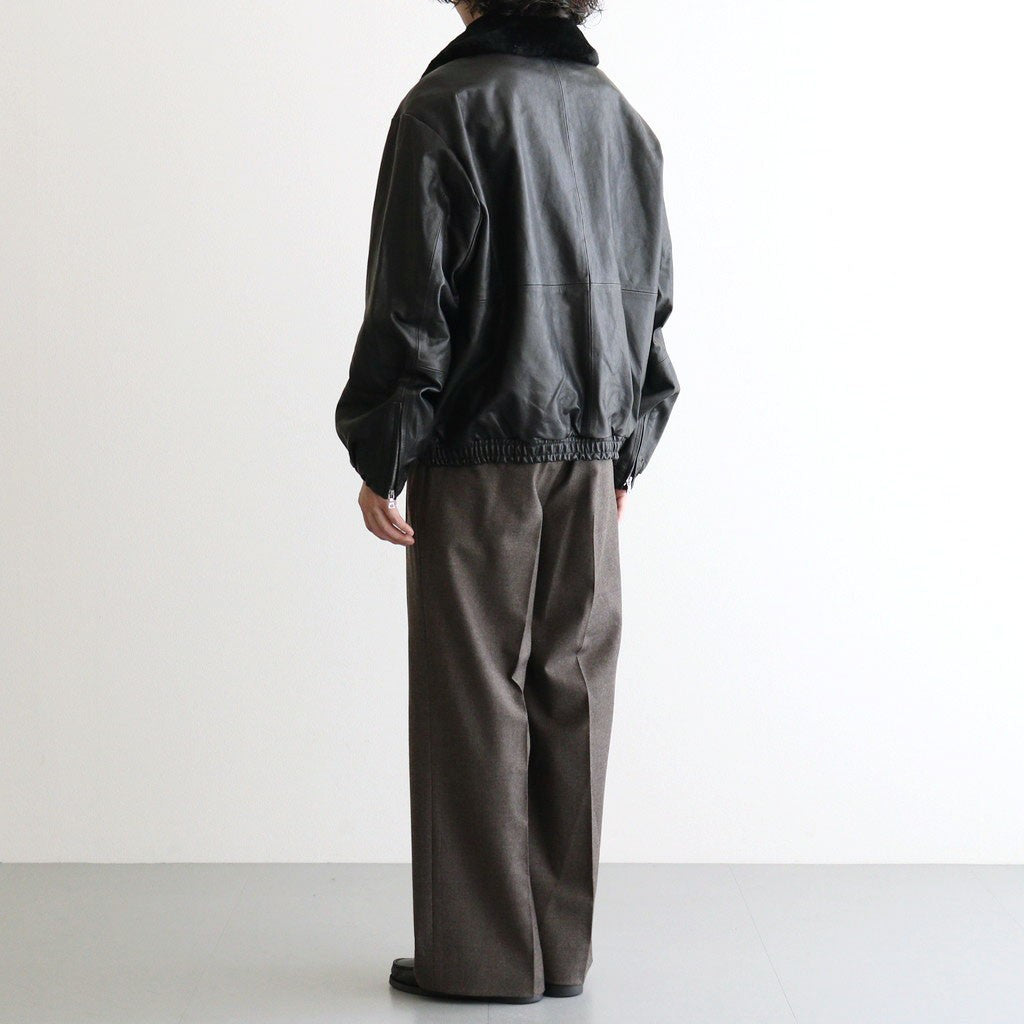 MOUTON COLLAR CALF ZIP JACKET #BLACK [ST.1549]
