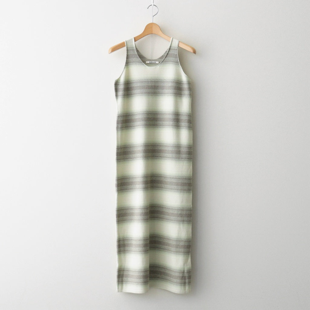 COTTON SILK GRADIENT STRIPE KNIT DRESS #LIME GRAY STRIPE [A26SD03GB]