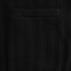 Rib Pattern Half Zip Polo #Black [2501-012]