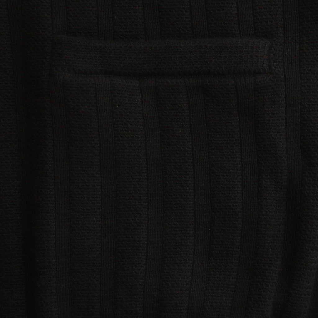 Rib Pattern Half Zip Polo #Black [2501-012]