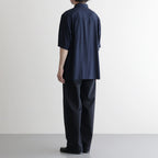 COTTON SILK VIERA LOOSE FIT HALF SLEEVE SHIRT #NAVY [BLAGLM0206]