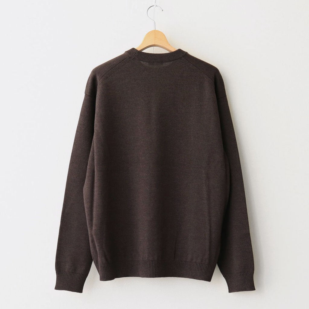WOOL WASHI CREWNECK SWEATER #BROWN TOP [KRAGGW0102]