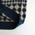 KUBA KNIT SWEATER #NAVY & BEIGE [2541000601]