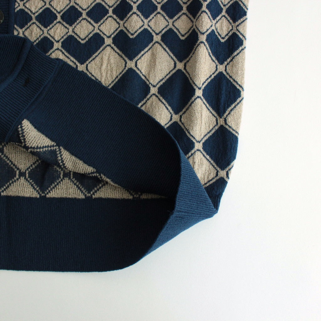 KUBA KNIT SWEATER #NAVY & BEIGE [2541000601]