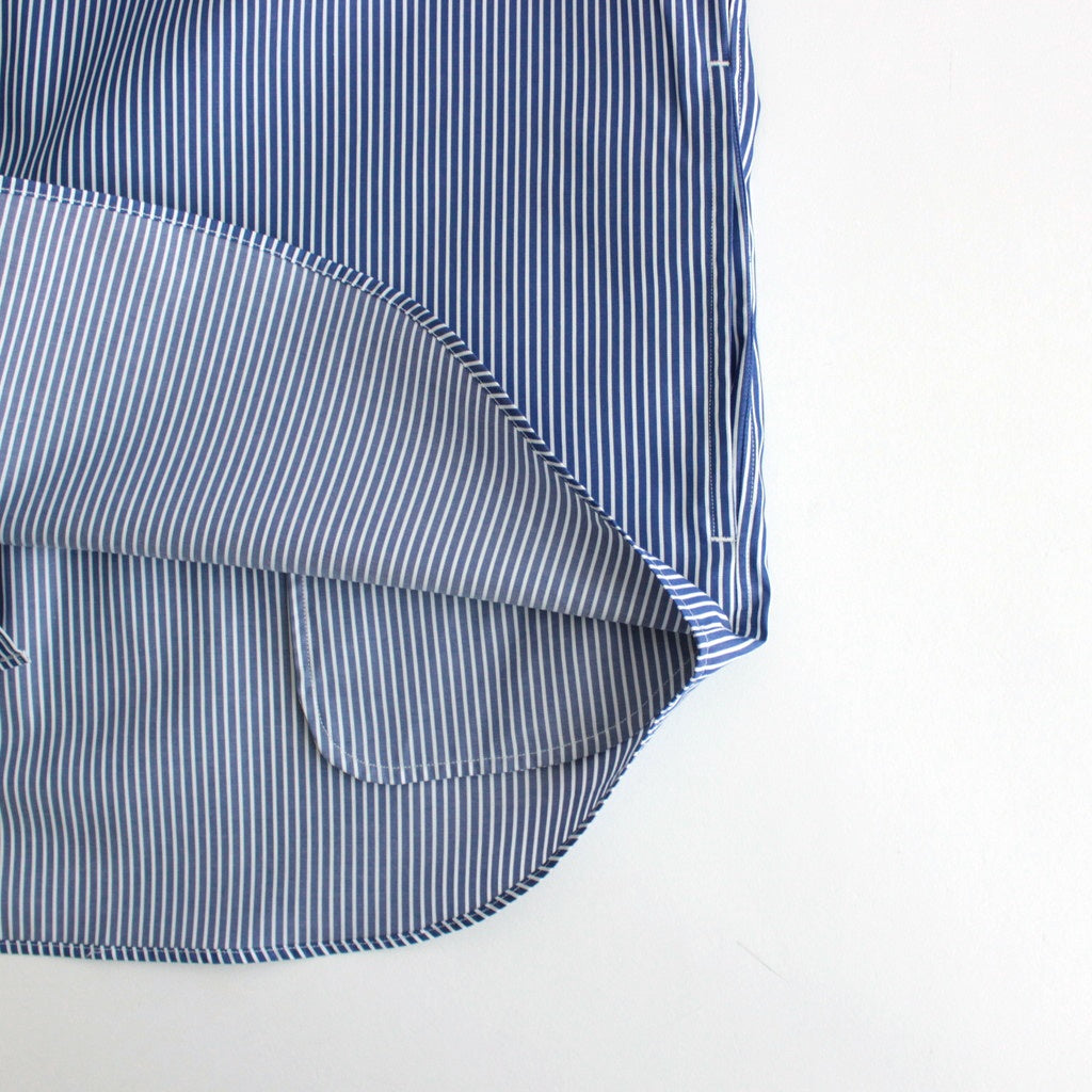 綿ストライプ ギャザーシャツ #NAVY×WHITE [HO-B006-051]