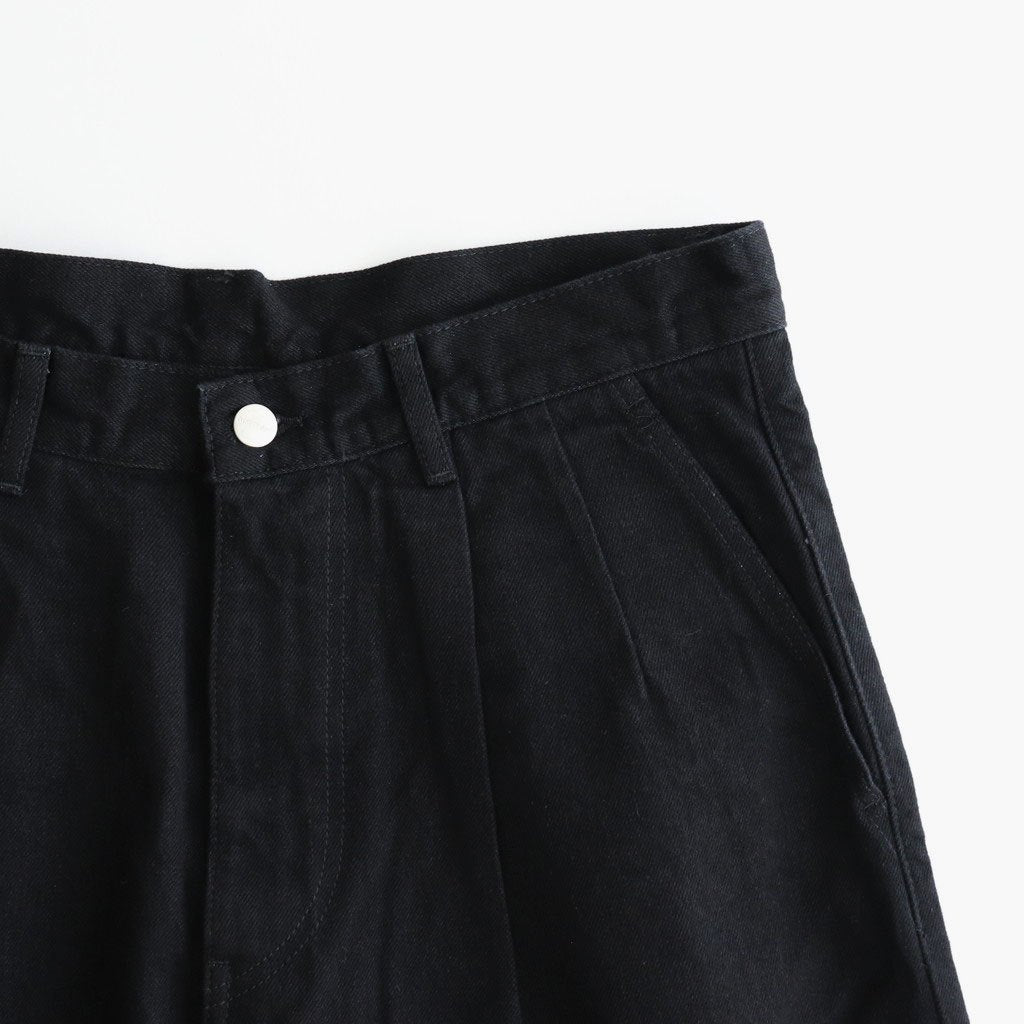 Selvage Denim Two Tuck Pants #BLACK_WASHED [GU253-40061RB]
