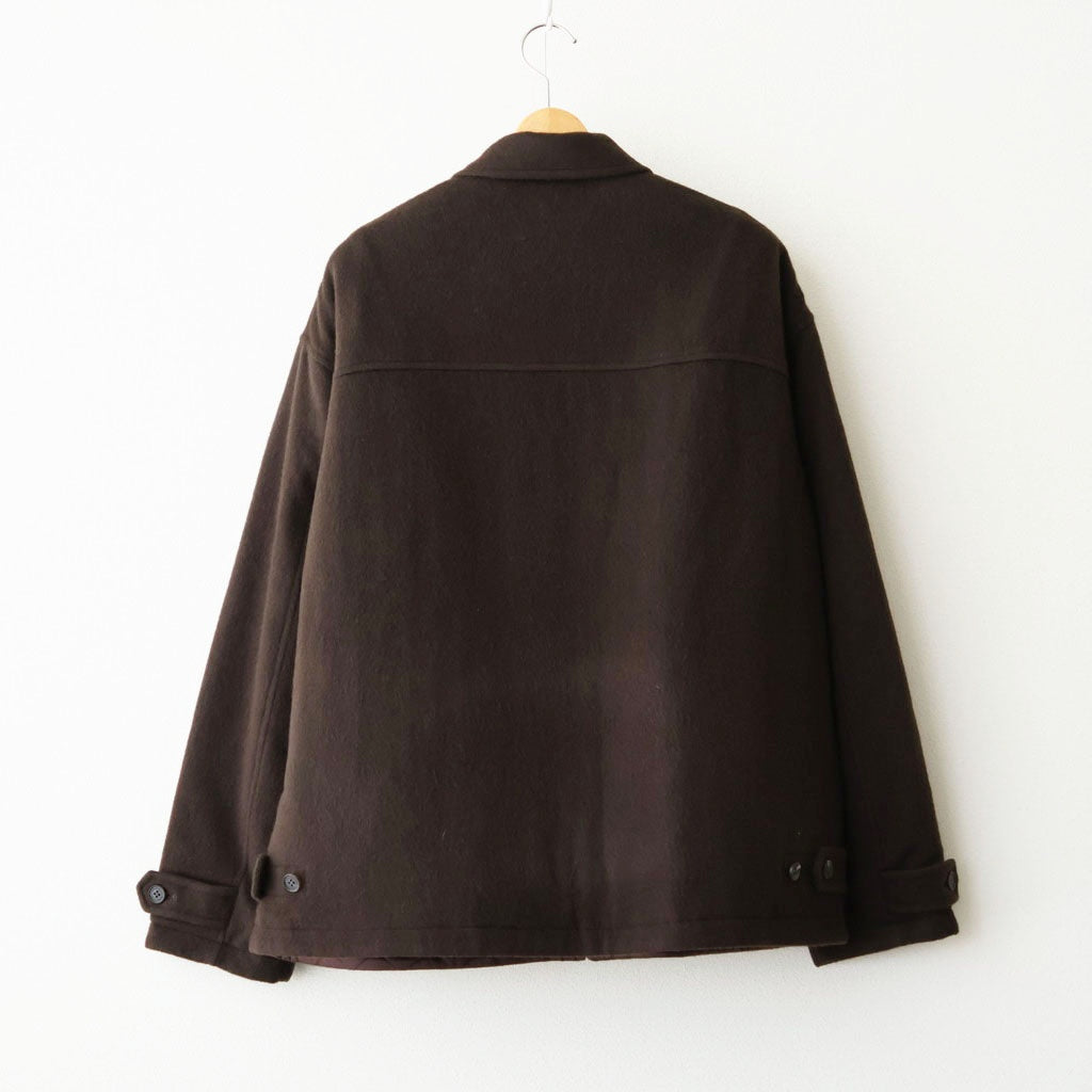 ウールライトシャギー×キュプラツイルキルティング ジップブルゾン #BROWN [HR-J024-051]