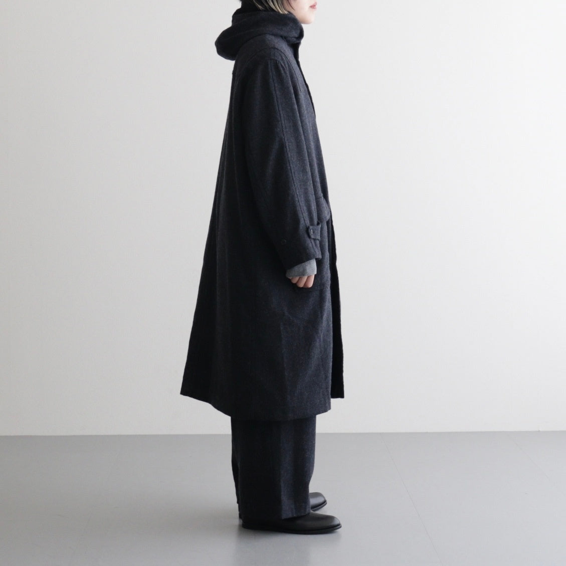 FDUFCT - ウール・千鳥 ダッフルコート #79 Navy × Grey [SN_FR1401CT