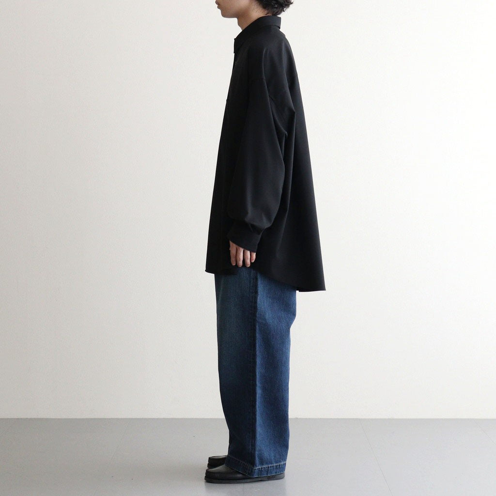 Extra Fine Wool L/S Oversized Regular Collar Shirt #BLACK [GM251-50092B]