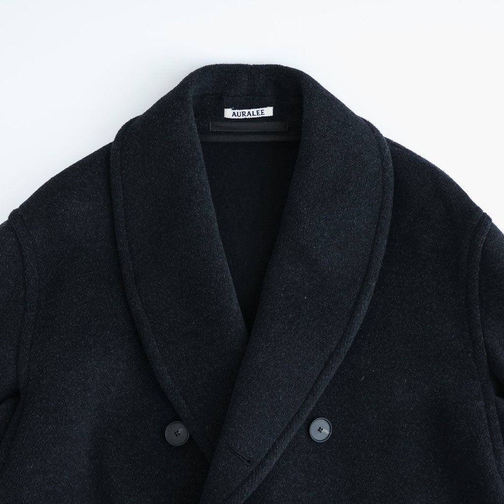 WOOL HERRINGBONE SHAWL COLLAR COAT #DARK CHARCOAL [A26AC02WH]