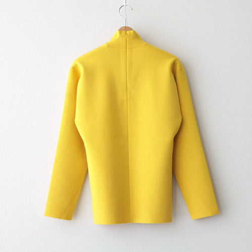 FINE WORSTED WOOL MILANO RIB KNIT TURTLE #MUSTARD [A26AT01CR]