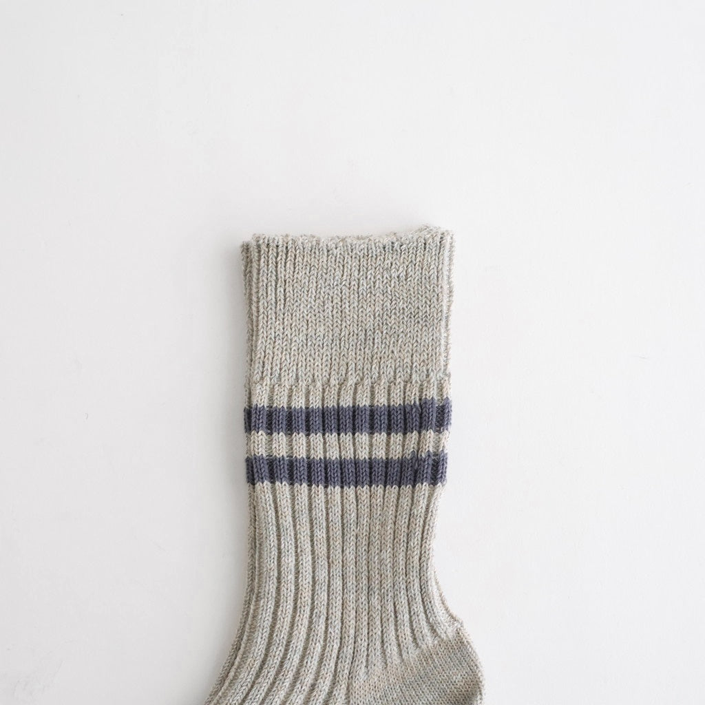 HEMP ORGANIC COTTON STRIPE SOCKS #GRAY/PURPLE HAZE [R1468-SS26]