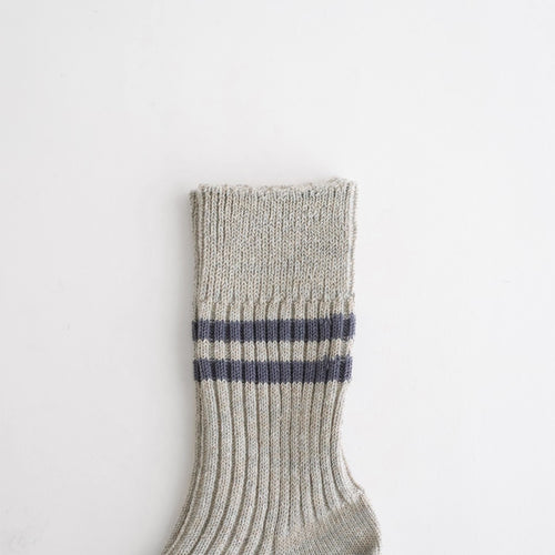HEMP ORGANIC COTTON STRIPE SOCKS #GRAY/PURPLE HAZE [R1468-SS26]