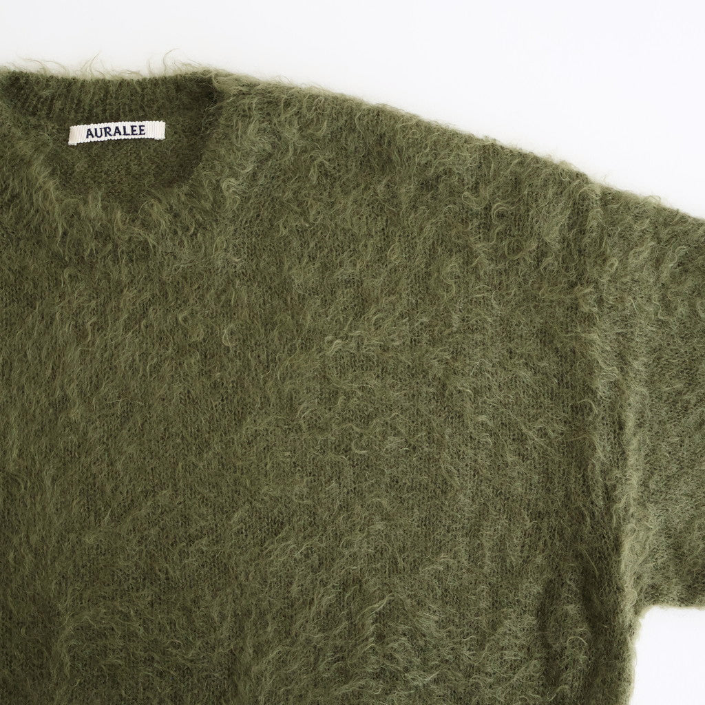 BRUSHED SUPER KID MOHAIR KNIT P/O #OLIVE [A25AP02KM]