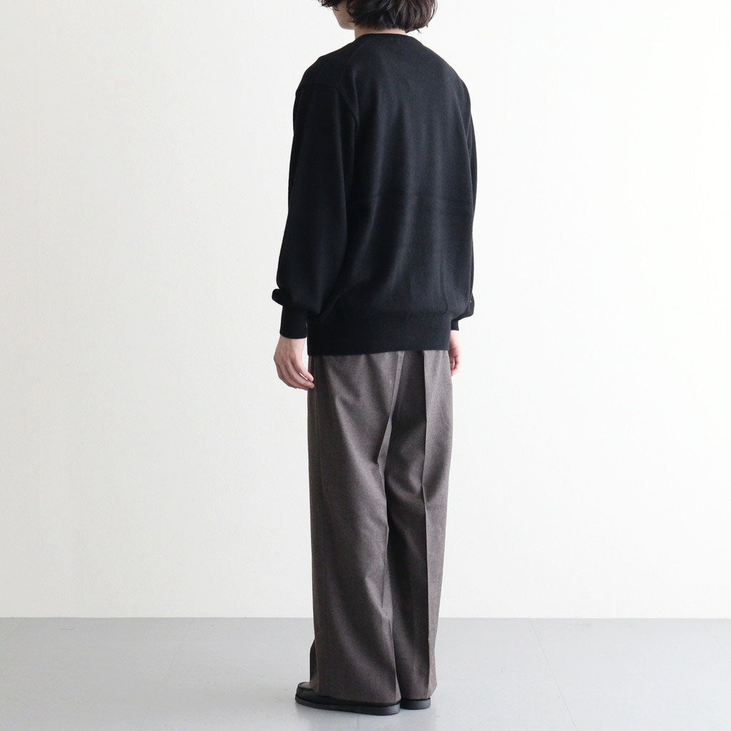 EXTRA FINE WOOL EASY LONG WIDE TROUSERS #CHARCOAL BROWN [ST.1612]