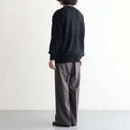 EXTRA FINE WOOL EASY LONG WIDE TROUSERS #CHARCOAL BROWN [ST.1612]