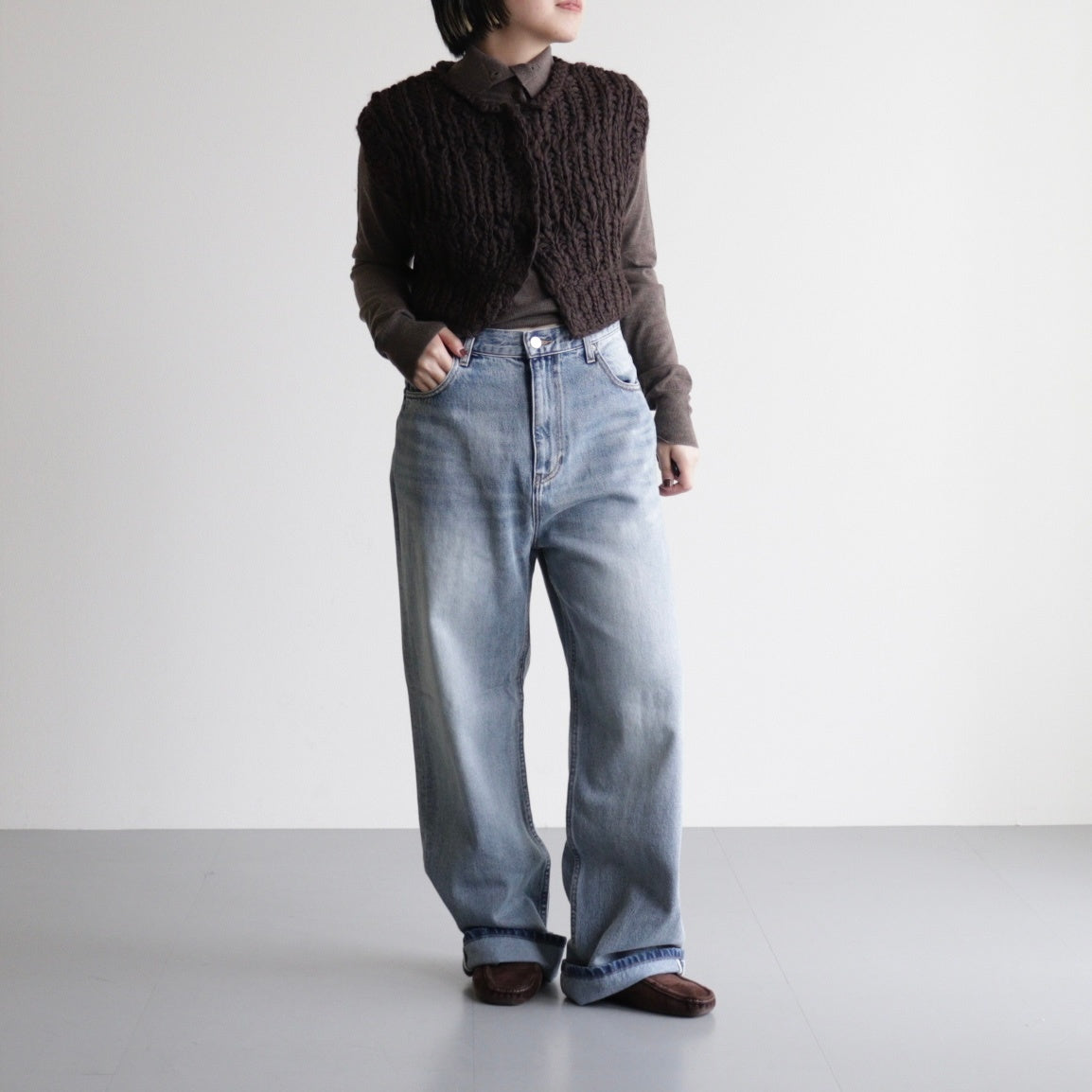 Mix Handknit Vest #D/BRN [12520525]