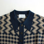 KUBA KNIT SWEATER #NAVY & BEIGE [2541000601]