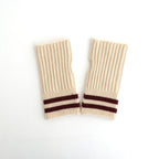 STRIPE SEAMLESS HAND WARMER ”MERINO LAMBS WOOL” #OFF WHITE/MAROON [R5092-AW25]