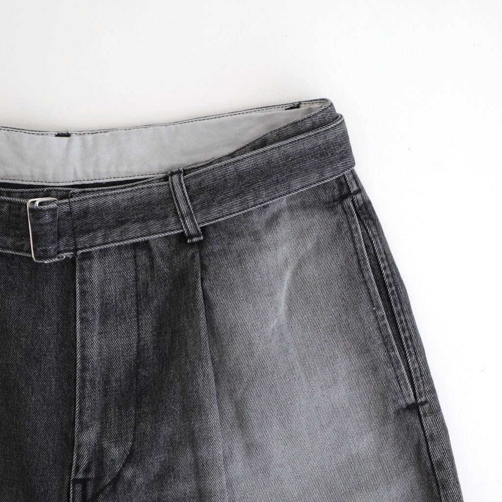 Selvage Denim Belted Pants #BLACK_LIGHT FADE [GU261-40064LB]