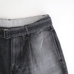 Selvage Denim Belted Pants #BLACK_LIGHT FADE [GU261-40064LB]