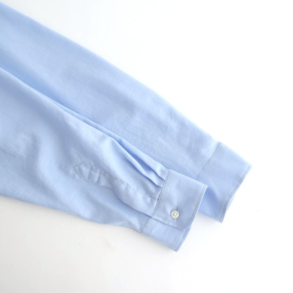 COTTON SILK OVERSIZED REGULAR COLLAR SHIRT #SAX [ST.1492]