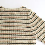 SHETLAND WOOL CASHMERE RIB KNIT BOAT-NECK P/O #BEIGE STRIPE [A25AP03SB]