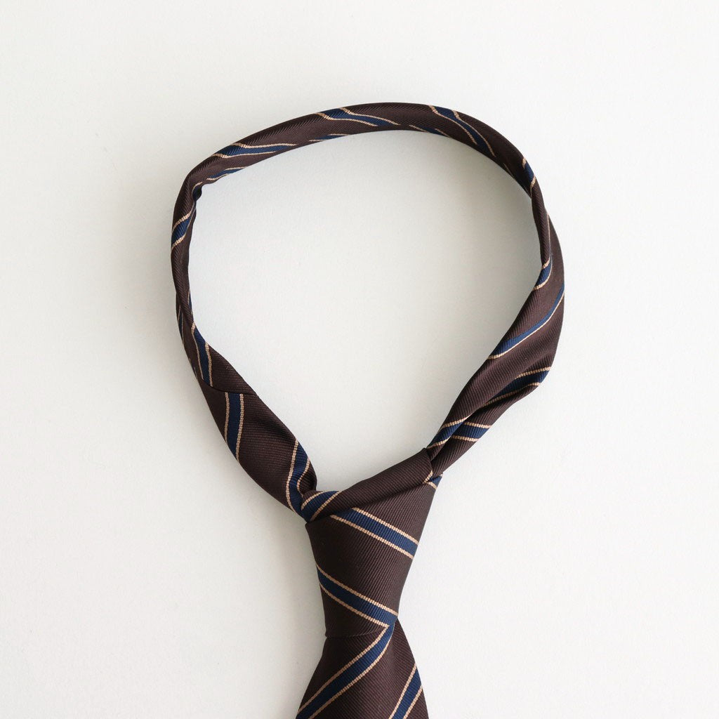 SILK STRIPE TIE #DARK BROWN STRIPE [A25AT01SS]