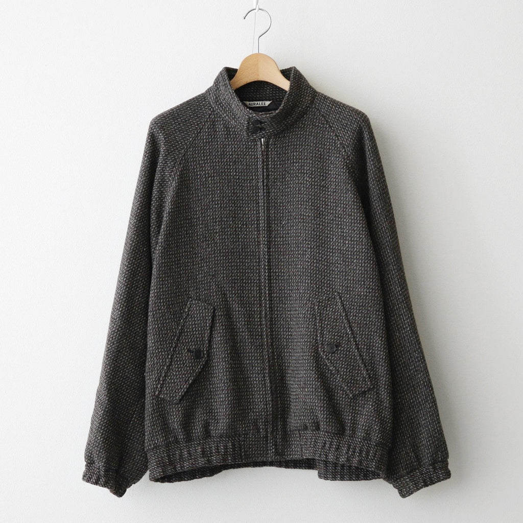 ALPACA WOOL SILK TWEED ZIP BLOUSON #GRAY BROWN HAIRLINE [A25AB03LS]