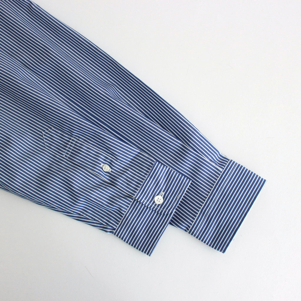 綿ストライプ ギャザーシャツ #NAVY×WHITE [HO-B006-051]