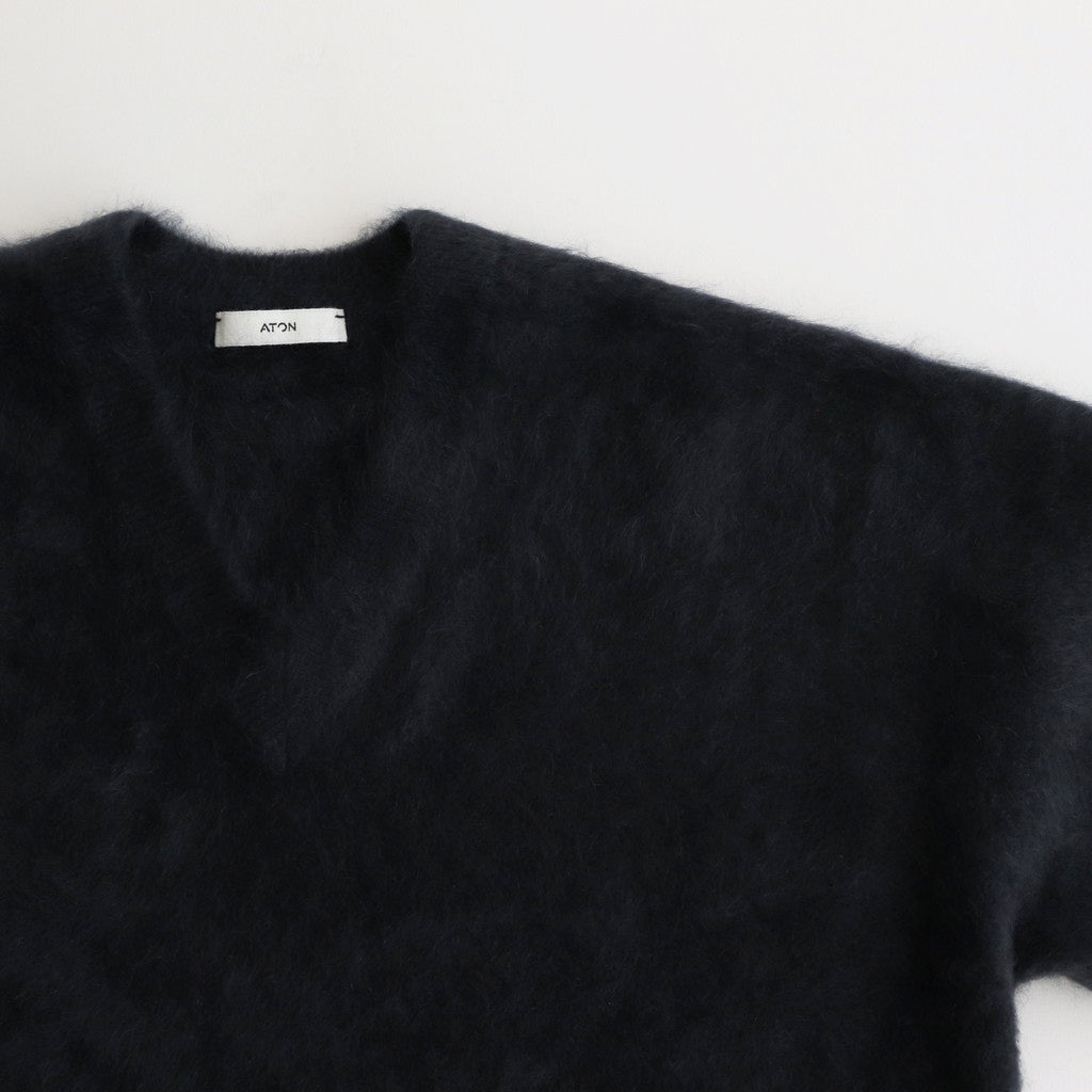 ROYAL CASHMERE FUR V-NECK SWEATER #NAVY [KRAGCW0910]