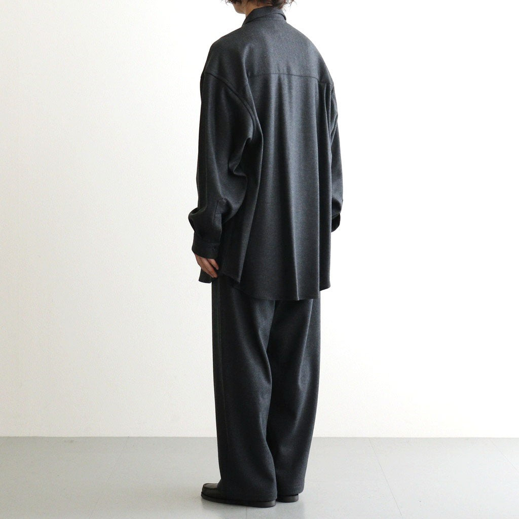 Wool Smooth Flannel Oversized Regular Collar Shirt #GRAY [GU263-50521B]