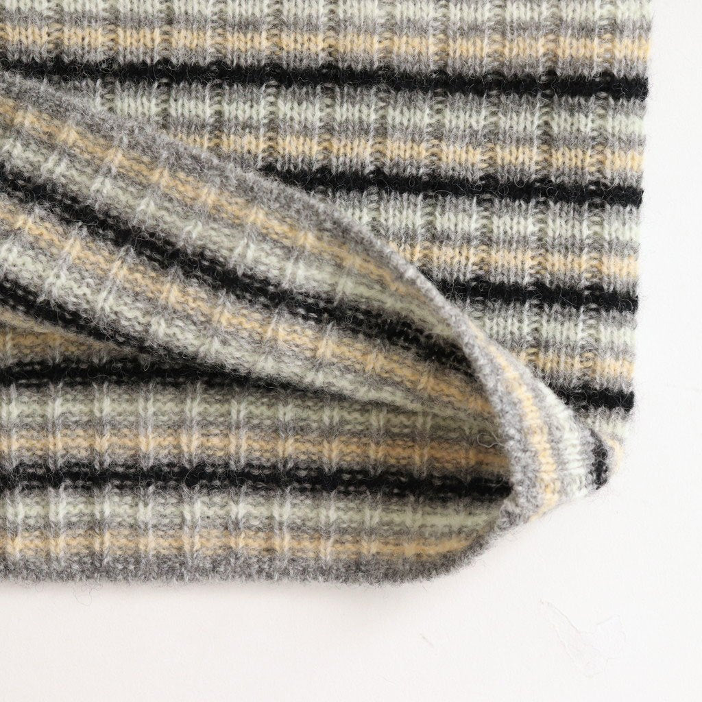 SHETLAND WOOL CASHMERE RIB KNIT BOAT-NECK P/O #GRAY STRIPE [A25AP03SB]