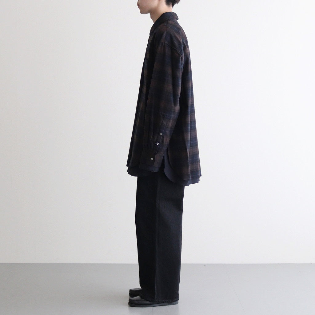 OVERSIZED LAYERED FLANNEL SHIRT #DARK NAVY CHECK [ST.463]