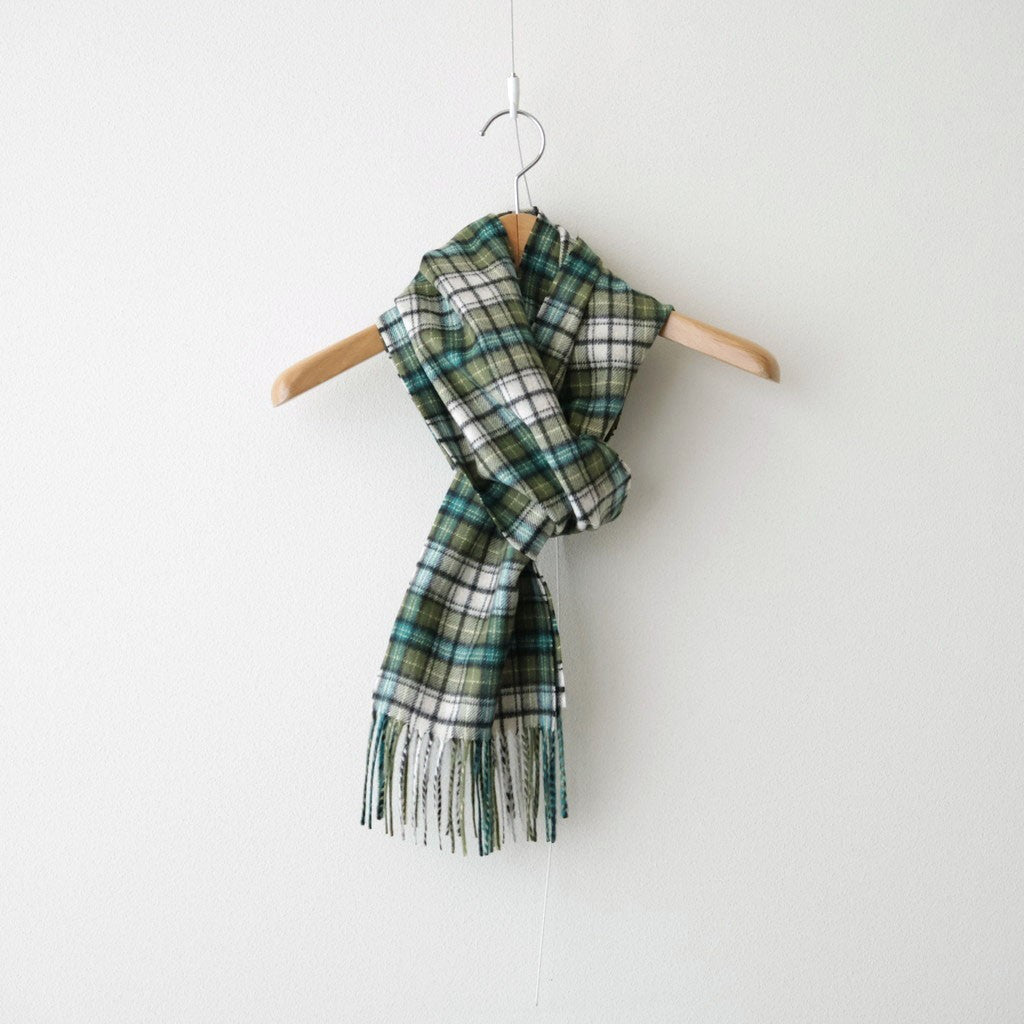 CASHMERE CHECK LONG STOLE #MOSS GREEN CHECK [A26AM02SL]