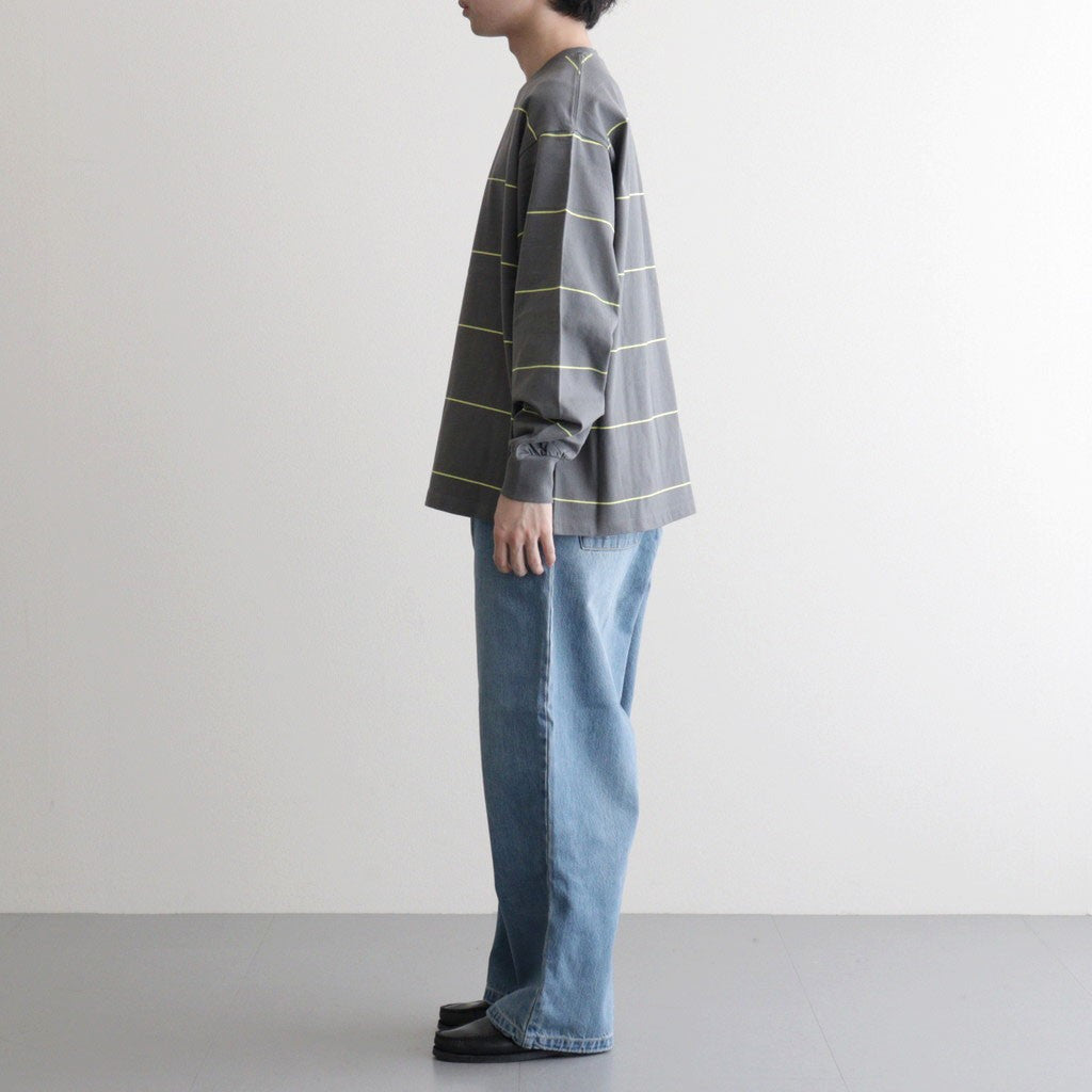 PIN BORDER L/S TEE #GRAY×YELLOW [FSC261-70261]