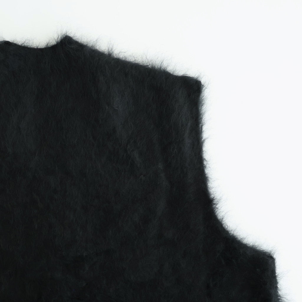 CASHMERE SHAGGY KNIT VEST #BLACK [ST.1309]