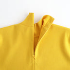 FINE WORSTED WOOL MILANO RIB KNIT TURTLE #MUSTARD [A26AT01CR]