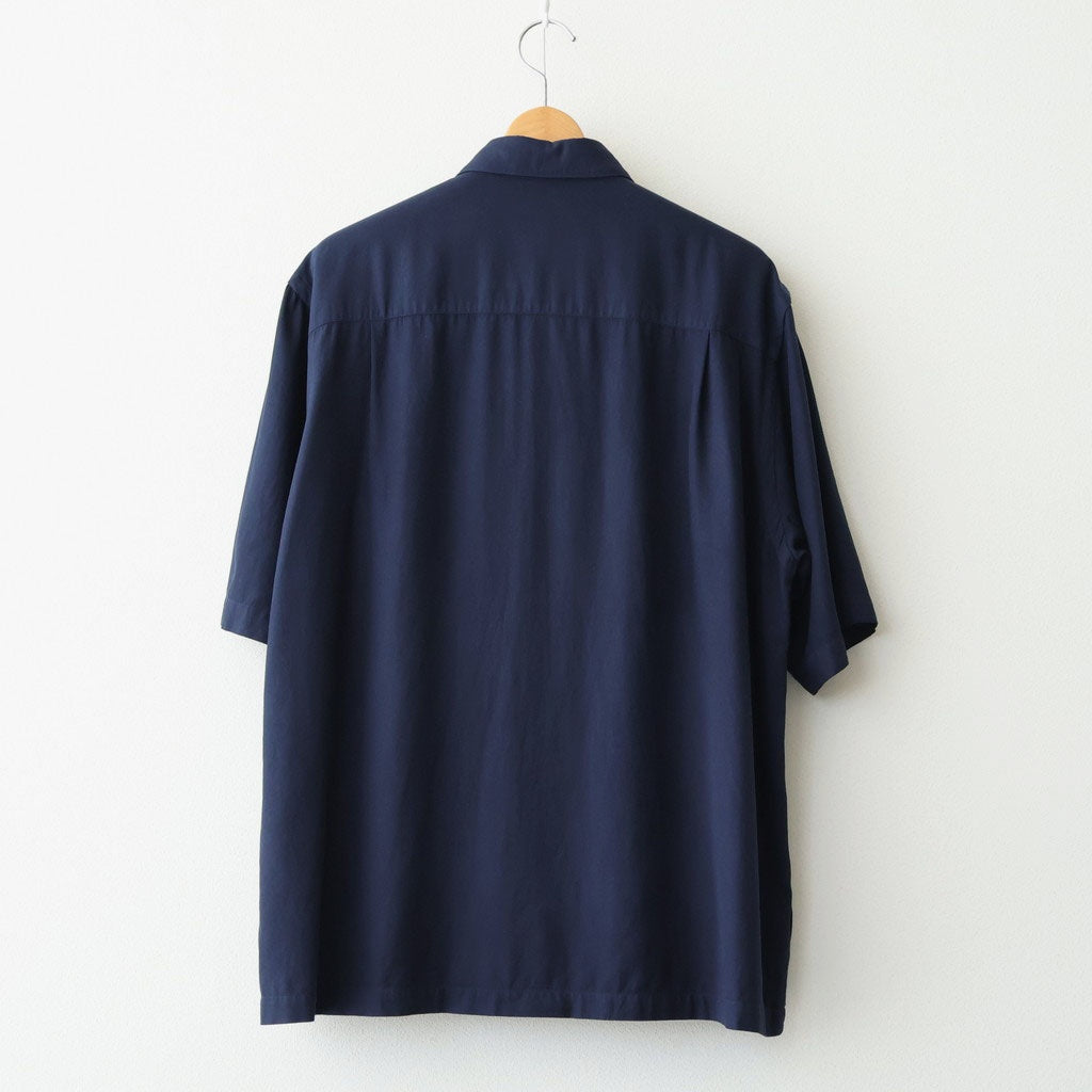 COTTON SILK VIERA LOOSE FIT HALF SLEEVE SHIRT #NAVY [BLAGLM0206