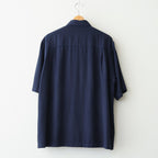 COTTON SILK VIERA LOOSE FIT HALF SLEEVE SHIRT #NAVY [BLAGLM0206]